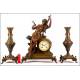 Antique mantel clock with garnish. Chime. S. XIX