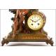 Antique mantel clock with garnish. Chime. S. XIX
