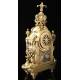 Beautiful bronze mantel clock with pendulum. France, 19th Century