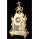 Beautiful bronze mantel clock with pendulum. France, 19th Century