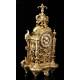 Beautiful bronze mantel clock with pendulum. France, 19th Century