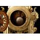 Bellísimo Reloj de Sobremesa de Bronce con Péndulo Visto. Francia, Siglo XIX