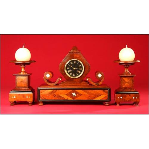 Extraordinary Handcrafted Mantel Clock by Cabinetmaker, 1890.