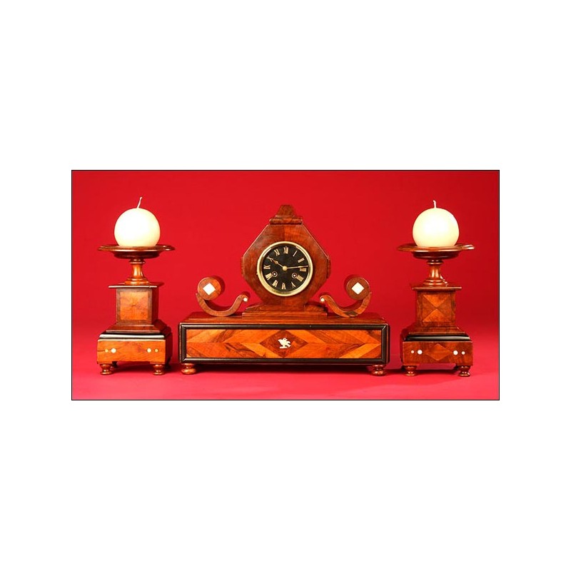Extraordinary Handcrafted Mantel Clock by Cabinetmaker, 1890.