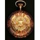 Spectacular antique pocket watch in solid gold in 3 colors. Three covers. 1897