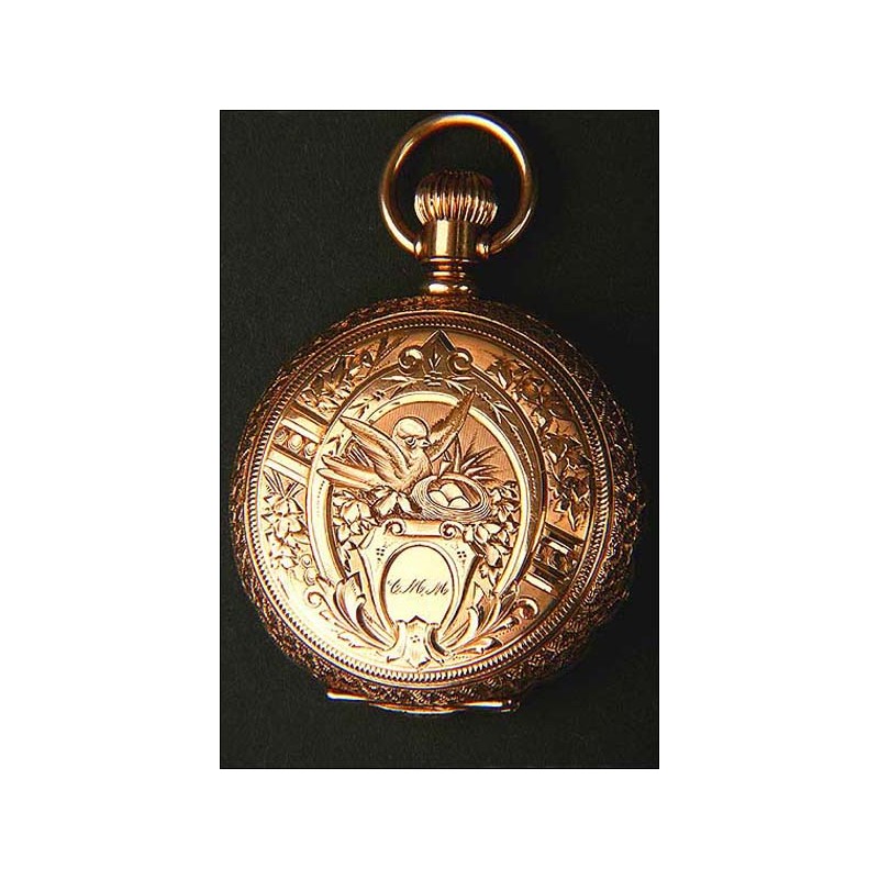 Beautiful pocket watch in solid gold. Three covers. 1888