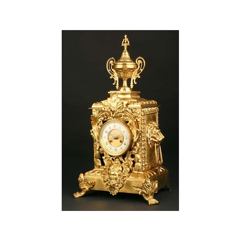 Fantástico Reloj de sobremesa Francés. Bronce. 1880