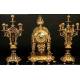 Antique mantel clock + candlestick garnish. 1870