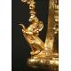 Antique mantel clock + candlestick garnish. 1870