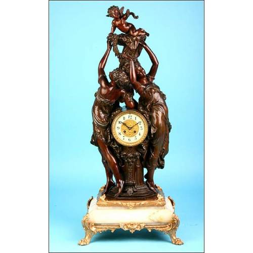 Importante reloj de sobremesa con sonería. 94 cms. 1855