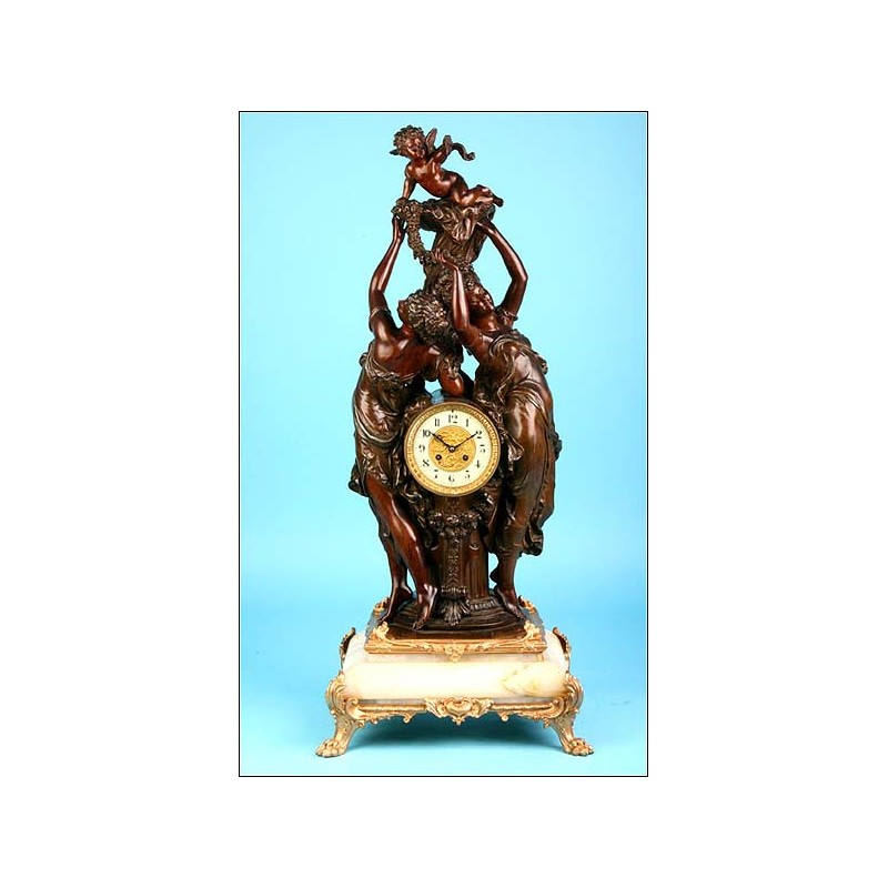 Importante reloj de sobremesa con sonería. 94 cms. 1855