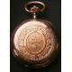 Reloj de bolsillo en oro macizo. Tres tapas. 55 mm. 18 rubíes. 1860