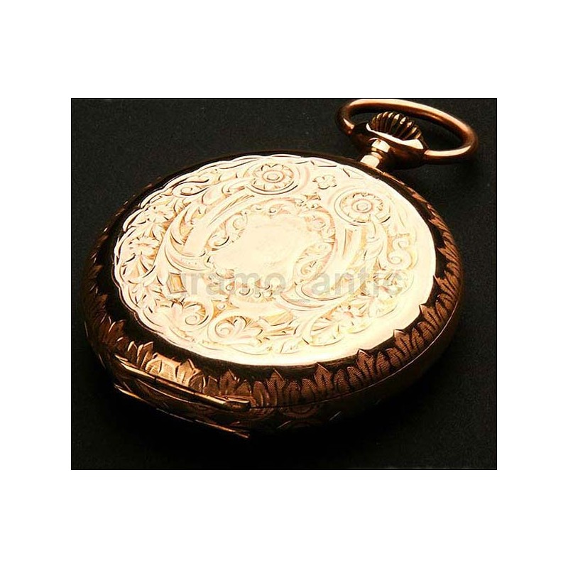 Solid gold pocket watch. 1898. Three covers. 51 mm.
