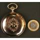 Solid gold pocket watch. Erotic dial with automaton. 50 mm. 1890