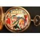 Solid gold pocket watch. Erotic dial with automaton. 50 mm. 1890