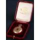 Exceptional pocket watch in solid gold and enamel. 15 rubies. 1860