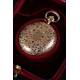 Exceptional pocket watch in solid gold and enamel. 15 rubies. 1860