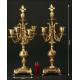 Bronze mantel clock with candelabra. 1885