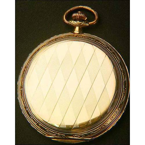 Reloj de bolsillo Tissot en oro macizo. 1920. Tres tapas. 51 mm