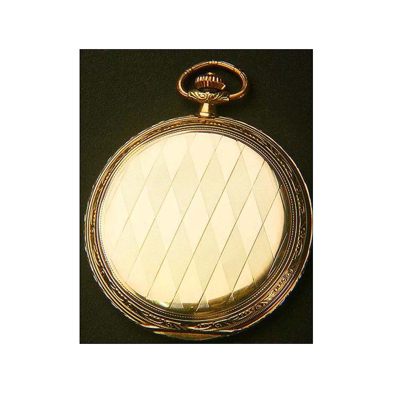 Reloj de bolsillo Tissot en oro macizo. 1920. Tres tapas. 51 mm