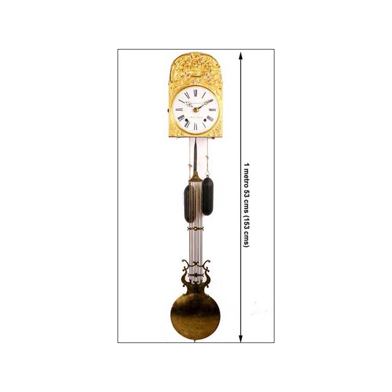 Magnificent Morez type clock. Working. Signed. 153 cms. 1890