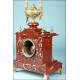 Fantastic French pendulum clock in bronze and marble. Chime. 1880.