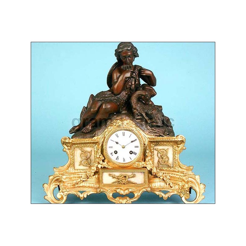 Antiguo reloj francés de sobremesa. Firmado Félix Morel, París. Circa 1860