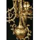 Bronze mantel clock and garnish. 1880