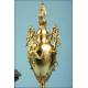 Marble and bronze mantel clock. Taps. 1900