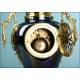 Reloj de péndulo en bronce y porcelana azul cobalto. 1890