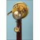 Pendulum clock in bronze and cobalt blue porcelain. 1890
