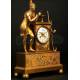 Antiguo reloj francés en bronce dorado. 1850. Alegoría a la música
