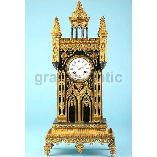 Rare antique Neo-Gothic clock. 1850