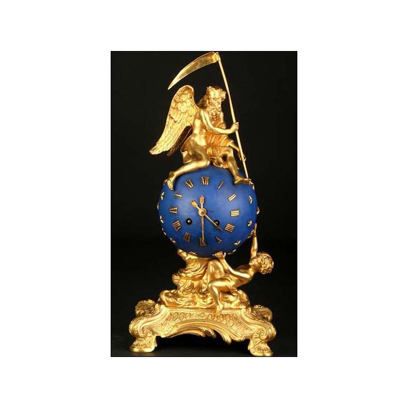 Rare gilt bronze clock. The Angel of Time. 1850-1890.