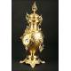 Bronze pendulum clock with garnish. End of XIX Century