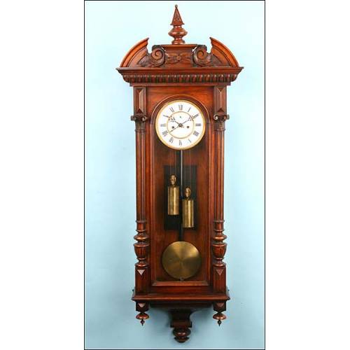 Reloj de pared Viena. Dos pesas. Sonería. 1880