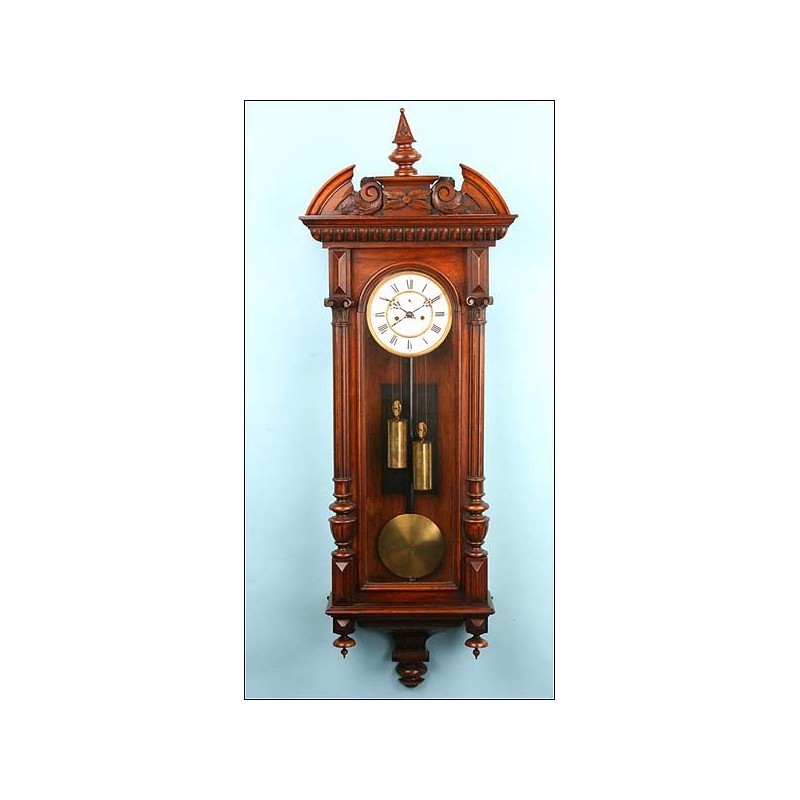 Reloj de pared Viena. Dos pesas. Sonería. 1880