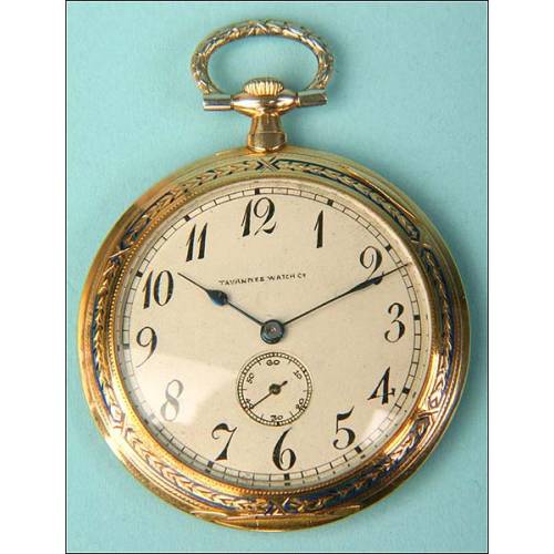 Tavannes pocket watch. Solid gold. 1915