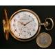 Longines pocket watch in solid gold, savonette.50mm.