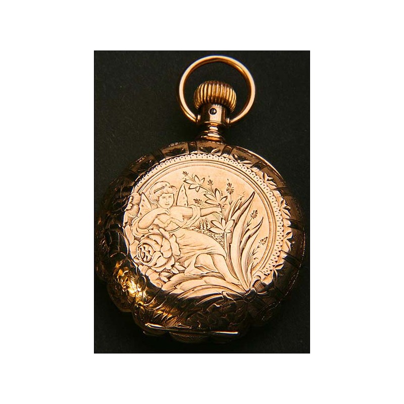 Pocket watch in 14K solid gold.