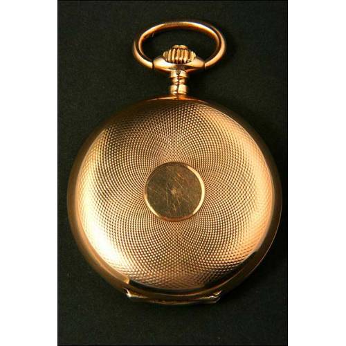 Reloj de bolsillo en oro macizo de 14K. 1890. 53 mm