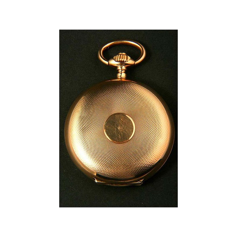 Reloj de bolsillo en oro macizo de 14K. 1890. 53 mm