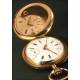 Reloj de bolsillo en oro macizo de 14K. 1890. 53 mm