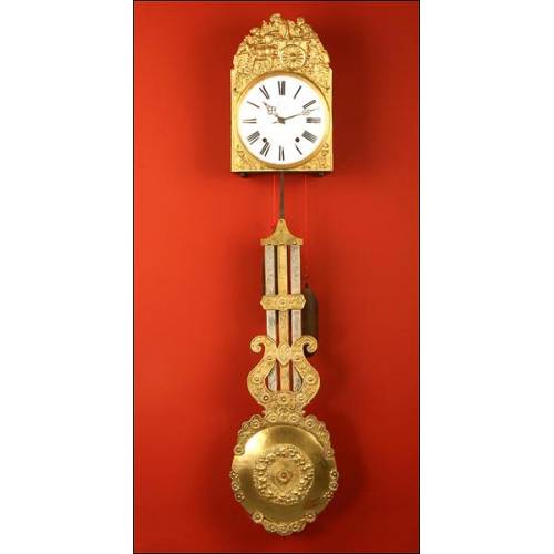 Reloj de Pared Morez con Raro Péndulo de Varillas. S. XIX