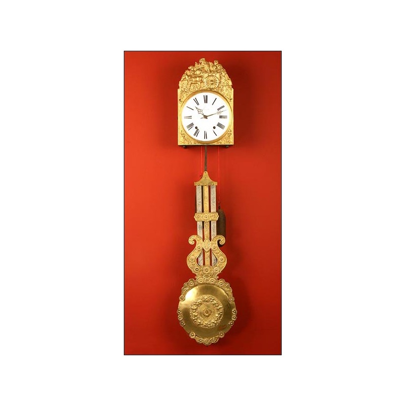 Reloj de Pared Morez con Raro Péndulo de Varillas. S. XIX