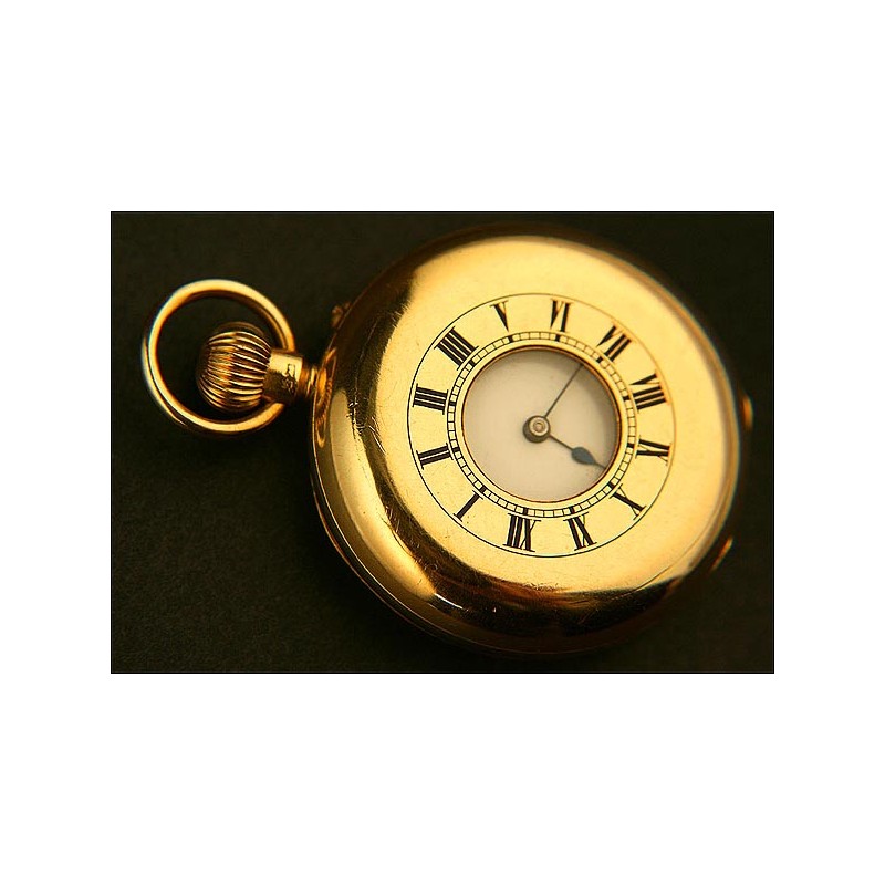 Saboneta Pocket Watch, Hunter, 18K Solid Gold, Year 1880
