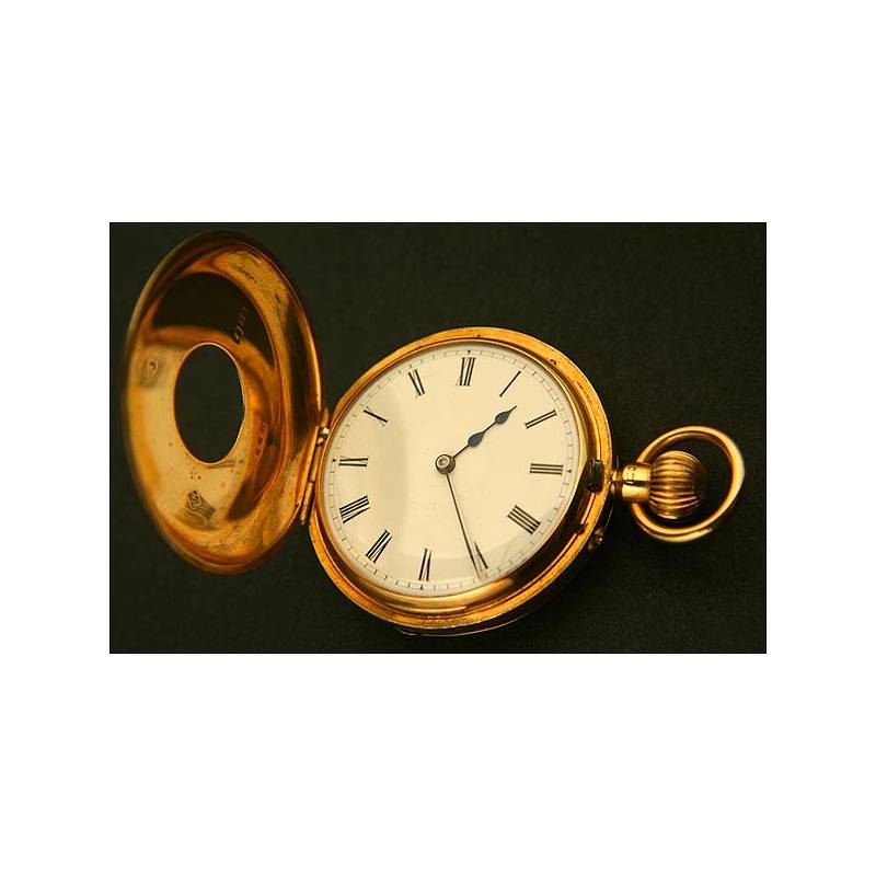 Reloj de Bolsillo Saboneta, Oro Macizo de 18K,