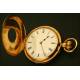 Saboneta Pocket Watch, Hunter, 18K Solid Gold, Year 1880