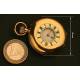 Saboneta Pocket Watch, Hunter, 18K Solid Gold, Year 1880