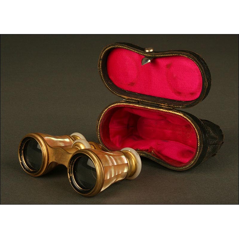 Impertinent or Box Binoculars with Original Case. 20th Century. Good Condition